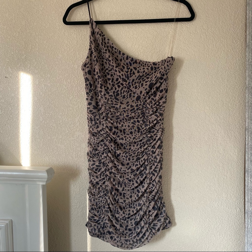 One Shoulder Print Dress